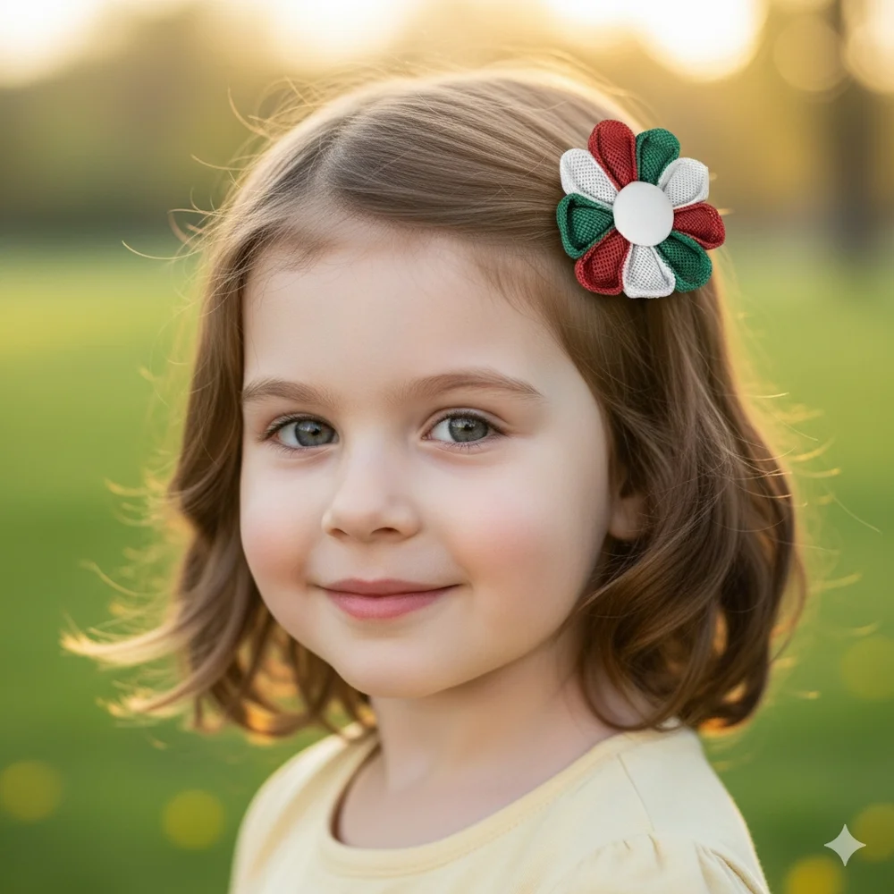 Girls Handmade Multi-Colored Flower Hair Clip- Brand New